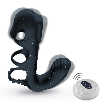 Brinquedos sexuais para os Casais de Controle Remoto Agitação Pênis Vibrador Conjuntos de Macho e Fêmea Masturbação Dispositivos Glande Estimulador Sexo Ferramentas