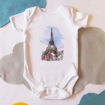 Paris, França Recém-Nascido Estética Roupas De Moda, Arte Suave Bebê Menina Menino De Verão Macacão De Casa, Casual, Infantil Macacão De Manga Curta