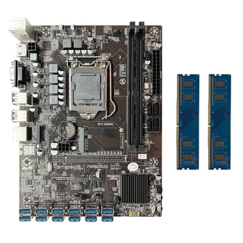 B250C BTC Mineração placa-Mãe 12X PCIE Para USB3.0 GPU Slot LGA1151 Mineiro placa-Mãe+2XDDR4 4GB 2133Mhz Memória RAM