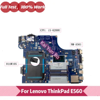 BE560 NM-A561 Para Lenovo ThinkPad E560 E565 Laptop placa-Mãe 01AW105 01HY628 com i5-6200U CPU DDR3 100% Testado OK