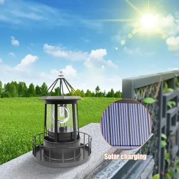 Solar do DIODO emissor de Rotação Farol Impermeável ao ar livre do Pátio paisagismo Caminho Decoração Solar Hanging Lamp
