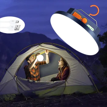 DIODO emissor de Luz de Camping USB Portátil Recarregável Lanterna Acampando Com Gancho Impermeável Tenda da Lâmpada ao ar livre Caminhada de Iluminação de Emergência
