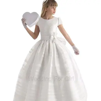 Mancha Branca Flor Menina Vestidos para Casamentos Decote Jóia Personalizada Feita Meninas Concurso de Vestidos de Festa de Aniversário de Criança Usa