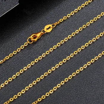 Sólido puro 24K 999 Ouro Amarelo Cadeia de Mulheres Sorte 1mm Colar O Link