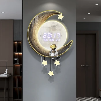Clássico Led Dígitos do Relógio de Ouro das Crianças 3d Diy Relógio de Parede Design de Moda Suspensão Relógio De Parede ao Vivo de Decoração de Quarto YYY35XP
