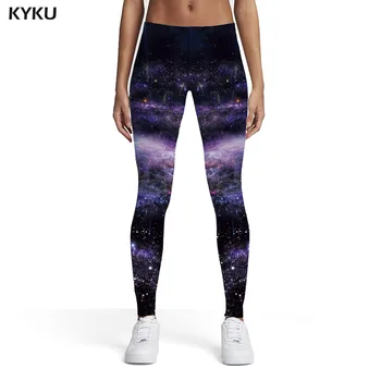 KYKU Galaxy Leggings Mulheres Universo Elástico Espaço Sexy Nebulosa Impresso calças Womens Leggings Calças Casuais Musculação Magro