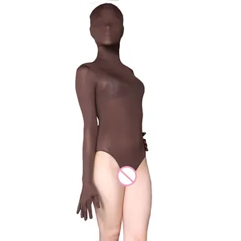 Unisex Gelo Seda Liso Transparente De Corpo Inteiro Bodysuit Meia-Calça Macacão De Calça De Arte Foto Shaper Do Corpo Vestir Sexy Gay Desgaste F59