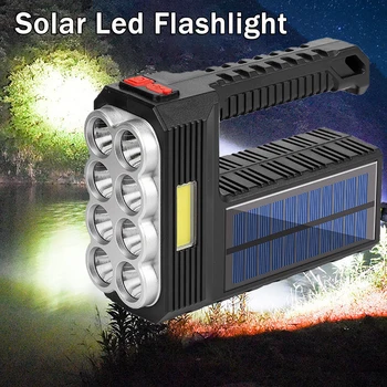 8LED Solar Lanterna Tocha com o COB Lado Recarregável Luz de Lanterna Tocha Portátil Lâmpada para Acampar ao ar livre de Emergência
