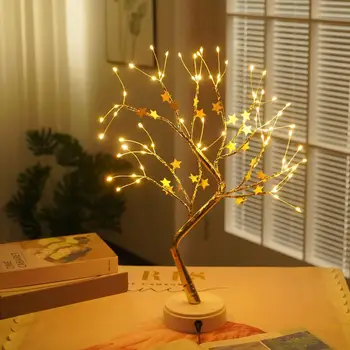 Controle remoto 72 LEDS Luz da Noite do DIODO emissor de Gypsophila de Fadas Casa de Festa Decoração de Interiores Mini de Natal Cintilante Árvore de Lâmpada