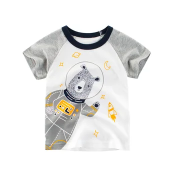 De 2 a 8 Anos de Crianças Meninos Roupas de Bebê Meninos Verdes T-Shirts 2023 Nova Verão de Manga Curta Animais dos desenhos animados Impresso T-shirts Para o Bebê Tops