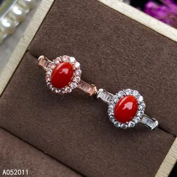 KJJEAXCMY belas jóias naturais de coral vermelho 925 prata esterlina de luxo, mulheres ajustável pedra preciosa anel de suporte de teste