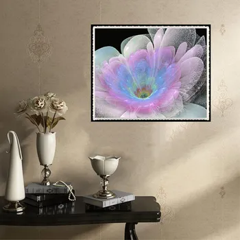 Nova Chegada de Venda de Flores 5D DIY Diamante Pintura Purple Lotus Ponto de Cruz, Mosaico, Bordado de Diamante Strass Decoração de Quarto de Presente