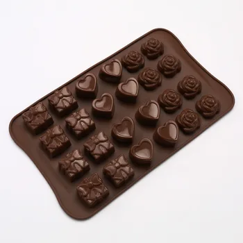 1PC de Silicone de Chocolate do Molde 24 Lattice Chocolate Ferramentas de Cozimento da Non-vara do Molde do Bolo de Geléia&Doces Molde 3D de Moldes de Decoração DIY LB 369