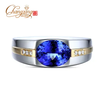 1.85 ct AAA Azul Piscando Tanzanita Diamond Mens de Noivado Anel de Casamento de Ouro 14k