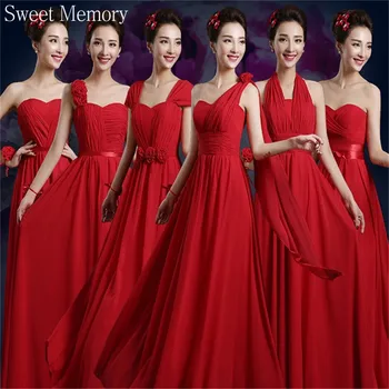 2022 Mulheres Baratos Festa de Vestidos de Dama de honra Moda de Roupas femininas Champanhe Branco Vermelho Azul cor-de-Rosa Vestido de Chiffon