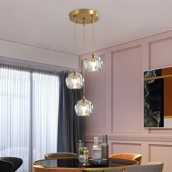 Moderno Cristal LED Luzes Pingente Luxo de Cobre Hanglamp Lâmpada de Quarto, Sala de Jantar, Sala de estar Decoração de Casa, Decoração Luminária