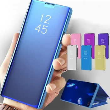 Smart Casos de Luxo em Couro Flip Espelho de Telefone Completo Case para Samsung Galaxy A01 A51 A71 Caso Galaxy A50 Plástico
