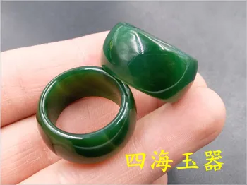 Verde Natural ágata anel para homens amantes com textura artesanal marca verde jade anéis jóias de jade jade, pedra natural