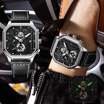 CRRJU dos Homens de Moda Relógio esportivo de Luxo Homens de Couro Relógio de Quartzo Business Casual Impermeável Luminoso do Relógio Relógio Masculino