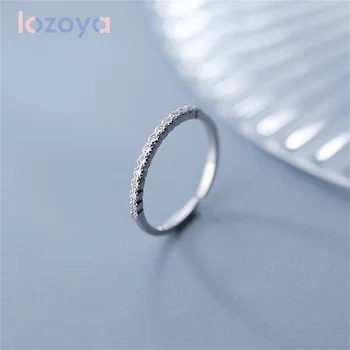 LOZOYA 100% 925 Silver Moda Única Linha Diamante Anillo Temperamento, Personalidade Aberta Índice de Mulheres Jóia do Anel de Dedo