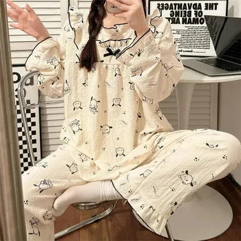 Pijama Na Primavera outono Mulheres Mangas compridas Podem Ser desenhos animados Solto E Pode Ser Usado Como Agregado Roupas Confortáveis Pijamas
