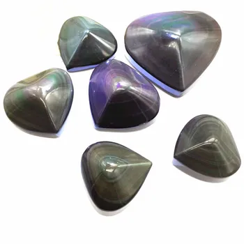 Alta Qualidade De Arco-Íris De Obsidiana Em Forma De Coração De Cristal Pedras Preciosas Para A Cura De Reiki