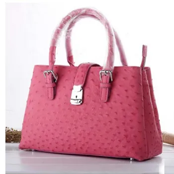 ourui verdadeiro couro de Avestruz fêmea bolsa de couro Genuíno Roma pacote cor-de-rosa as Mulheres saco