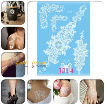 1PC Grande Henna Flor Pulseira Tatoo Design de Laço Cadeias de Tatuagem Adesivos GJ014 Borboleta Branca Tatuagem Temporária de Henna Adesivo
