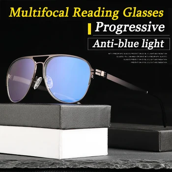 Ajuste automático Multifocais Óculos de Leitura Homens Mulheres Progressistas Anti-blue Ray Presbiopia Óculos de Longe e de perto de dupla utilização