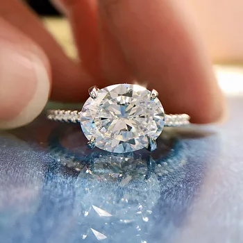 925 Prata Esterlina Clássico de 3 Quilates Redian Diamante de Corte Inferior 8*10mm Alto teor de Carbono e Anéis de Diamante Para as Mulheres do Casamento Jóias Finas