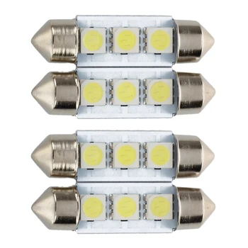 4X C5W 3 LED SMD 5050 36Mm Xenon Lâmpada Branca Placa de Transporte Festões de Abóbada do Teto Lâmpada Luz de Carro