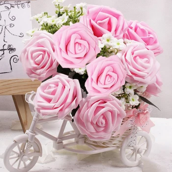 10 / 25pcs 8cm de espuma artificial rosa multicolor rosa de casamento mão segurando artificiais, decoração de flores rosa melsnajsd diy