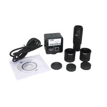 5MP USB CMOS CCD Eletrônico Câmera Digital Microscópio Driver Livre Para win10/ win7/ win8 +30,5 mm 30 mm 0,5 X anel Adaptador de lente