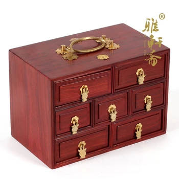 Rosewood artesanato de três camadas de sete gaveta de armazenamento de caixa de sândalo vermelho a qualidade da madeira, caixa de jóias caixa de jóias balde