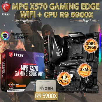 AMD Kit Ryzen 9 5900X Combinação Com a MSI MPG X570 BORDA de JOGO wi-FI placa-Mãe Conjunto DDR4 128GB 4400 M. 2 Placa-mãe AM4 ATX Desktop Novo