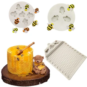 Novo DIY de fermento seco ritmo molde colméia de abelhas silicone utensílios de cozinha animal de decoração do bolo de açúcar ferramentas para torneamento