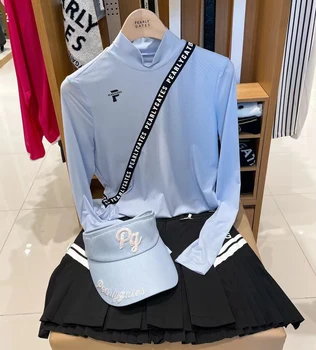 Golfe feminino Trecho Camisas de 2022 Outono Novo Gola Redonda, Manga Longa Senhoras Esportes ao ar livre Top de Golfe