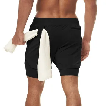 2 em 1 Shorts de Compressão Homens de Ginásio de Musculação Treino de Basquete Corredores Respirável, Seca Rápido, Executando Shorts
