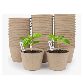 Potes de turfa, 70 Pcs 4 Polegadas Planta de Partida Vasos com Furos de Drenagem Biodegradável Plantas em Vasos com 20 Plantas Etiquetas