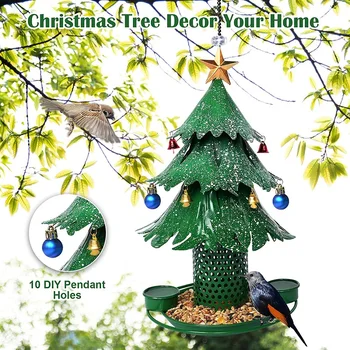 Animal De Estimação Alimentador Do Pássaro Pet Food Dispenser Forma De Árvore De Natal De Suspensão Exterior Do Alimentador Do Pássaro Voando Animal Automática Pé De Alimentação Ferramenta