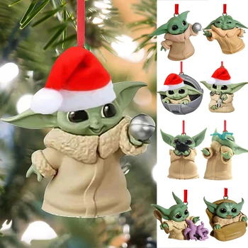 Disney Baby Yoda Pingente De Árvore De Natal Televisão Pendurar Enfeite De Natal Festa De Decoração Para Quartos, Sala Navidad Presente De Ano Novo