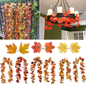 Artificial De Vinha Vermelha De Outono, Maple Leaf Falso Guirlanda Para O Natal, Halloween, Dia De Ação De Graças Parte Lareira Queda Decoração