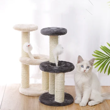 Brinquedos do gato Coçar Pós Corda de Sisal Gato Scratcher 3-Camadas Árvore do Gato Gatinho para Moer a Garra de Gato Escalada Quadro de Cargos de Estimação Móveis