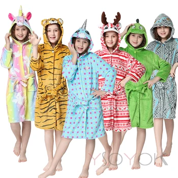 Crianças Roupão de Banho do Bebê Toalha de Crianças arco-íris de desenhos animados com Capuz de Roupões De Meninos Meninas rapazes raparigas pijama Crianças Pijamas Manto 2 6 a 8 Anos